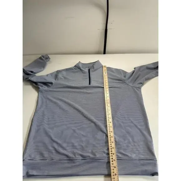 Peter Millar Perth Sugar Stripe Performance Golf 1/4 Zip XL Cottage Blue White - Picture 7 of 7